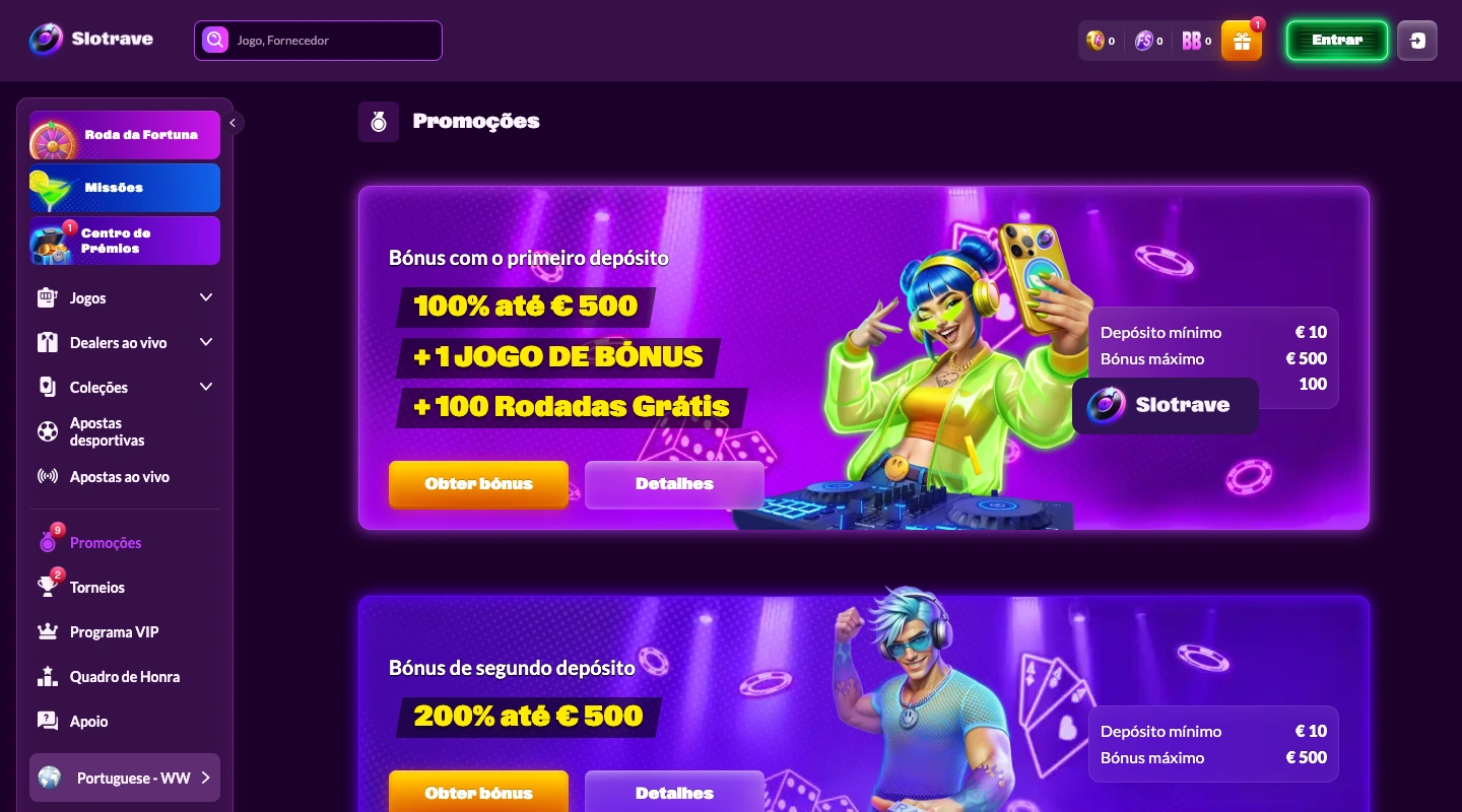 Slotrave Bónus e Promoções